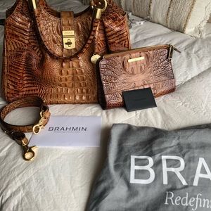 Set:Brahmin brand purse and cosmetic bag.